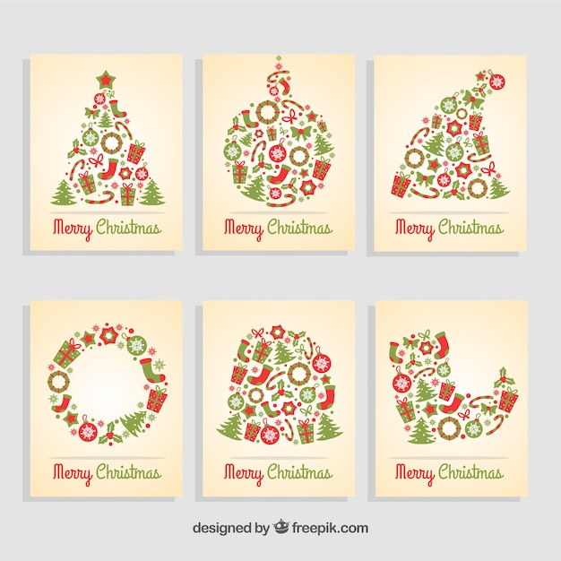 Colección de tarjetas navideñas de agradecimiento | Vector Gratis