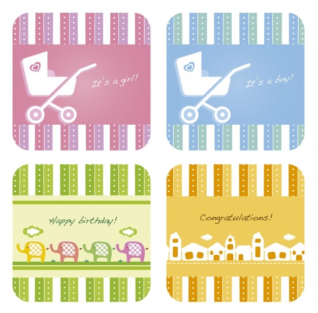 Colección de tarjetas de regalo para baby shower Vector Gratis