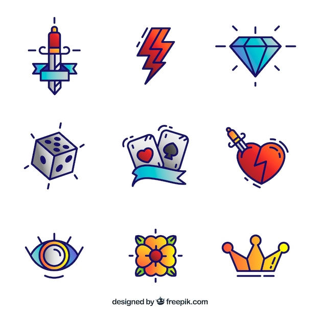 Colecci N De Tatuajes En Estilo Lineal Vector Gratis