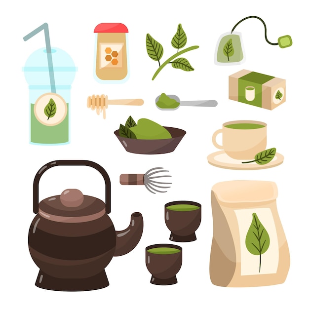 Colección De Té Matcha Vector Gratis 6903