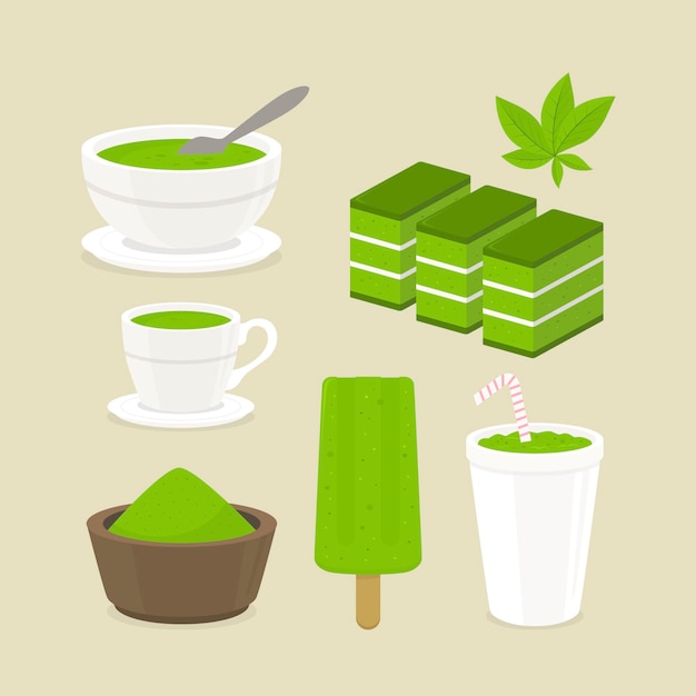 Colección De Té Matcha Vector Gratis 3187