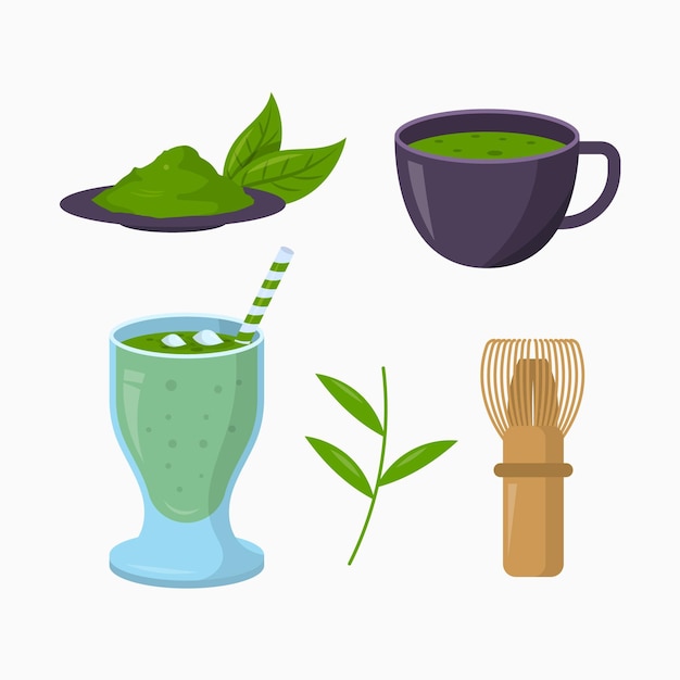 Colección De Té Matcha Vector Gratis 1410