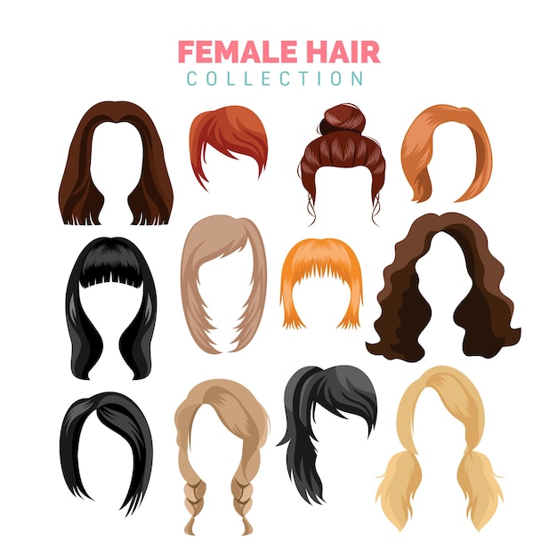 Colección de vectores de cabello femenino Vector Premium