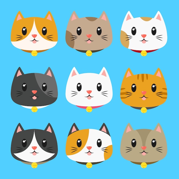 Colección de vectores de gatos lindos Vector Premium