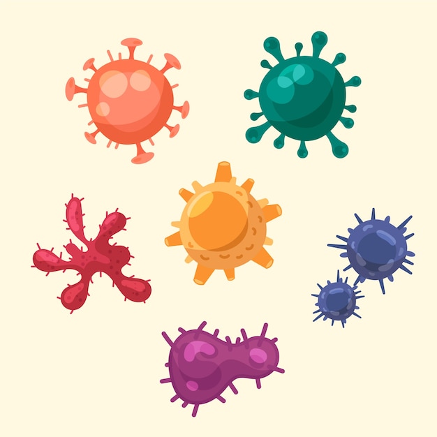 Colección de virus dibujados a mano | Vector Premium