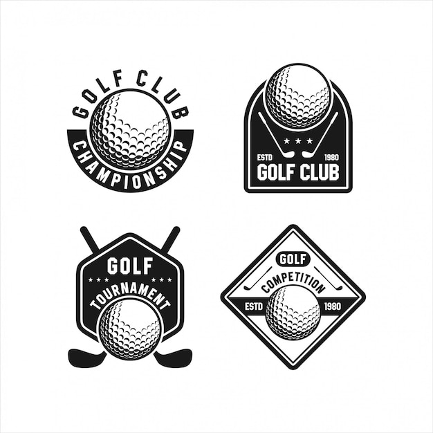 Colecciones De Torneos De Logotipos De Golf Vector Premium