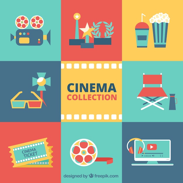 Collage de cine en diseño plano | Vector Gratis