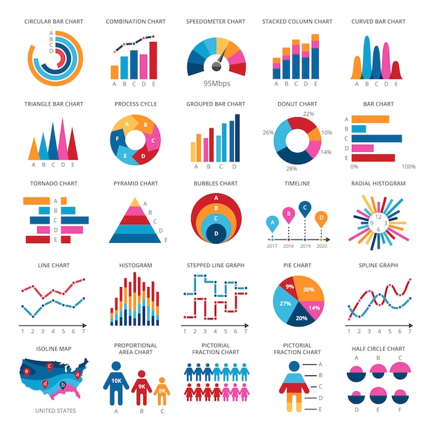 Color De Los Iconos De Vector De Tabla De Datos Financieros