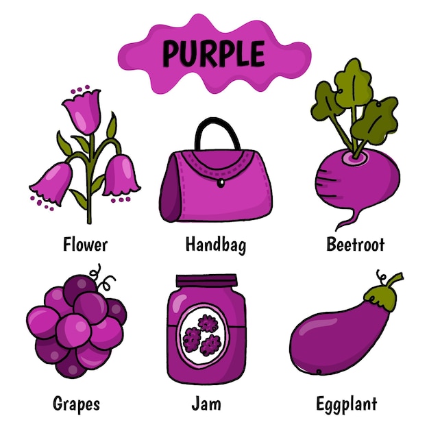 Color Morado Con Vocabulario En Ingles Vector Gratis