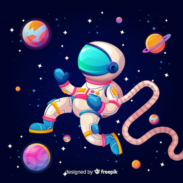 Colorido fondo de galaxia con astronauta | Descargar Vectores gratis