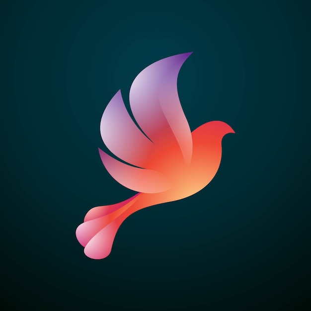 Colorido Logotipo De Pájaro De Paloma Voladora Moderna Vector Premium