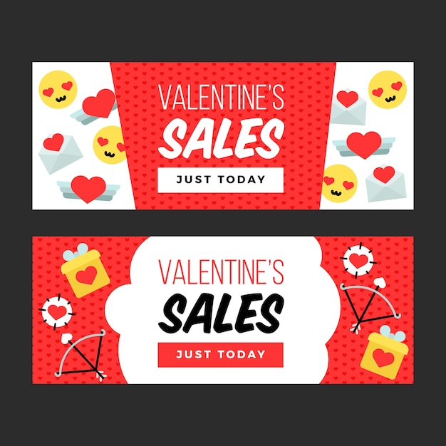 Coloridos carteles de venta de san valentín vector gratuito