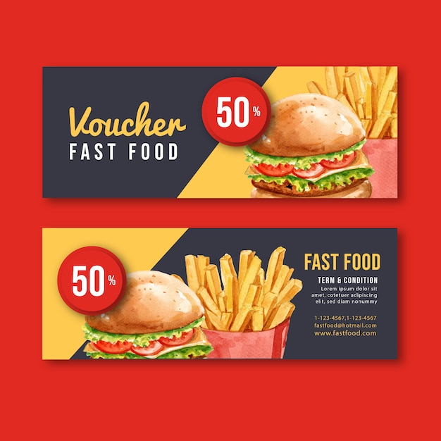 Comida rápida gif vale descuento orden menú aperitivo comida vector gratuito