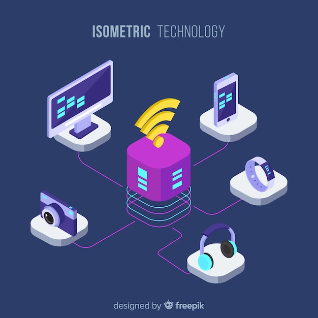 Composición Moderna De Tecnología Con Vista Isométrica Vector Gratis 9601