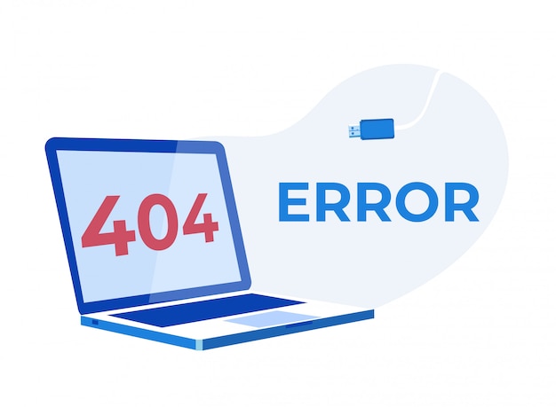 Computadora portátil con error 404 en la página de pantalla no encontrada Vector Premium
