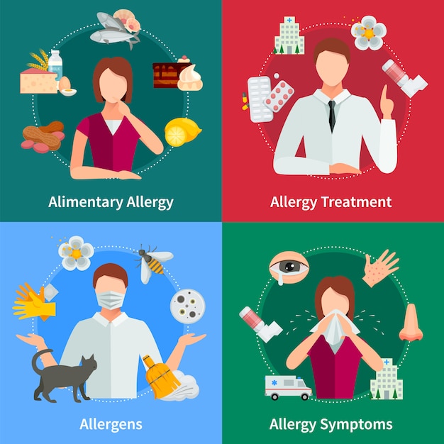 Concepto De Alergia Y Tratamiento Ilustración Vectorial De Alergia