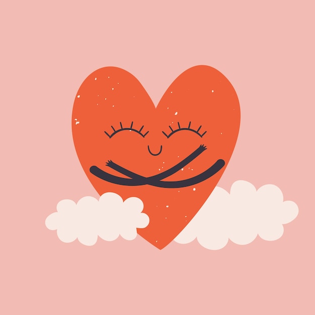 Concepto De Amor Propio Con Abrazarse A Sí Mismo Doodle Corazón Ilustración De Vector Dibujado A 0121