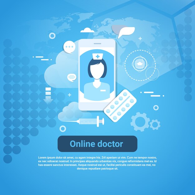 Concepto de aplicación de cuidado de la salud web banner Vector Premium