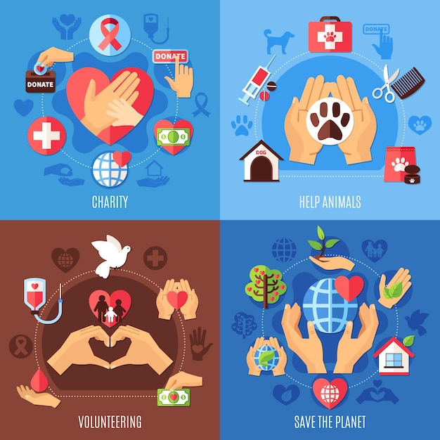 Concepto de ayuda de caridad vector gratuito