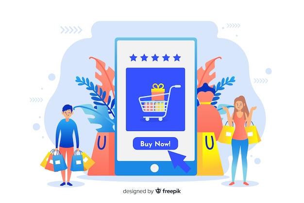 Concepto de compra online para landing page vector gratuito