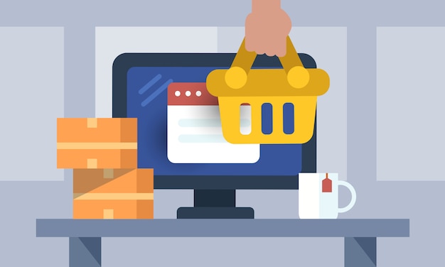 Concepto de compras en línea Vector Premium