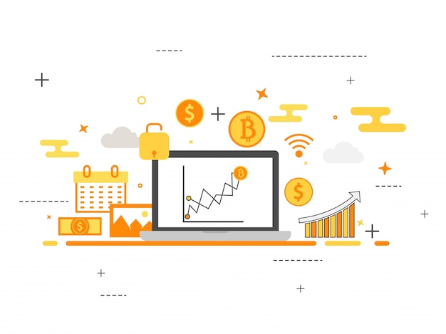 Concepto De Criptomoneda Con Múltiples Elementos De Negocios Vector Premium 0642