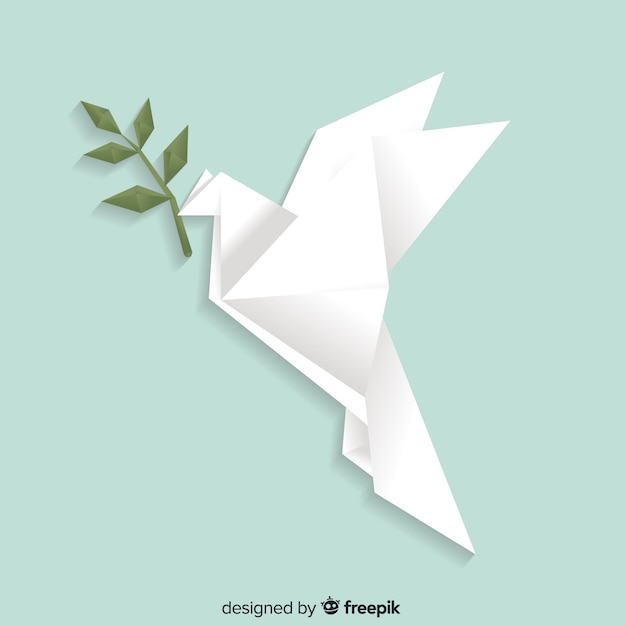 Concepto del día de la paz con paloma origami | Vector Premium