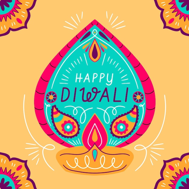 Concepto De Diwali Dibujado A Mano Vector Premium