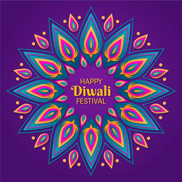 Concepto De Diwali En Estilo Papel Vector Premium