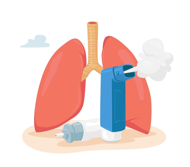 Concepto De Enfermedad Del Asma Pulmones Humanos E Inhalador Para