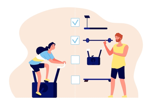 Concepto De Entrenamiento Personal Entrenador Y Atleta Personajes Vectoriales Plan De 1054