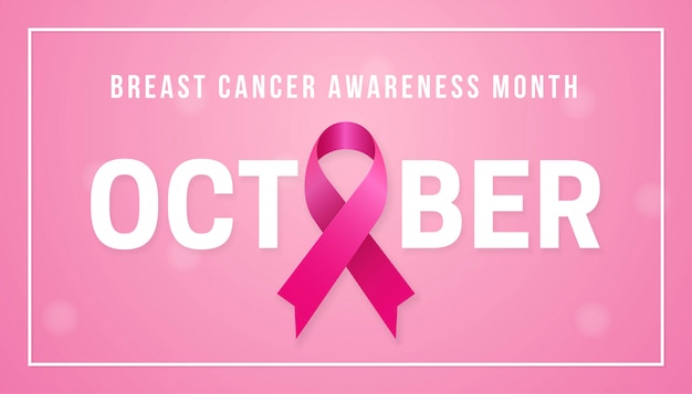 Concepto de fondo de cartel de mes de conciencia de cáncer de mama de octubre Vector Premium