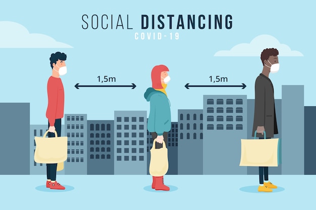 Concepto ilustrado de distanciamiento social | Vector Gratis