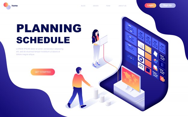 Concepto isométrico moderno diseño plano de planificación de
