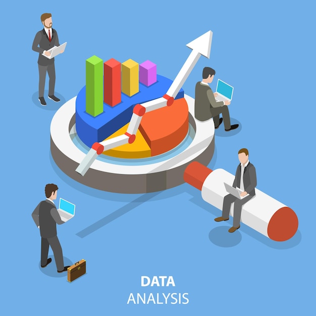 Concepto Isométrico Plano De Análisis De Datos Vector Premium 0088