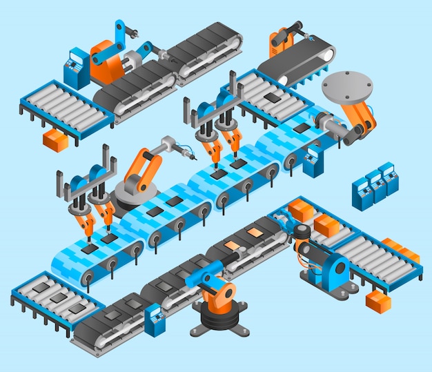 Concepto Isom Trico Robot Industrial Vector Gratis