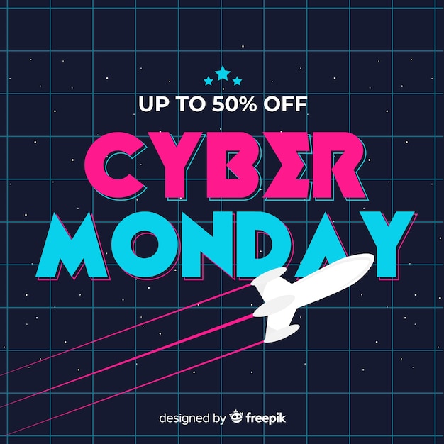 Concepto de lunes cibernético en diseño plano vector gratuito