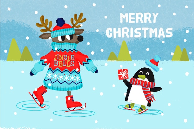 Concepto de navidad en mano alzada vector gratuito