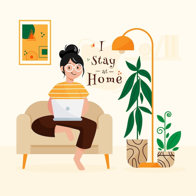 Concepto quedarse en casa | Vector Gratis