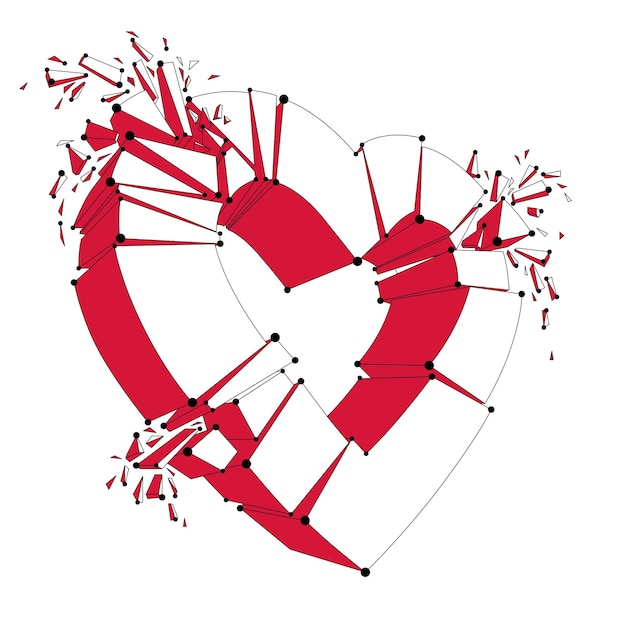 Concepto De Ruptura De Corazón Roto Ilustración Vectorial Realista 3d