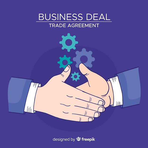 Concepto de trato de negocios dibujado a mano vector gratuito