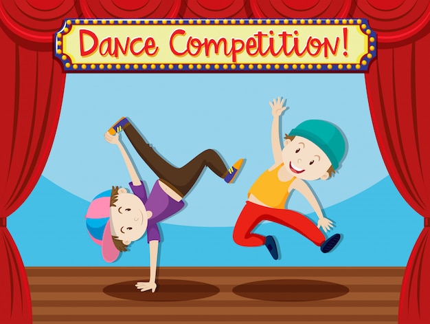 Concurso de baile callejero en el escenario. | Vector Premium