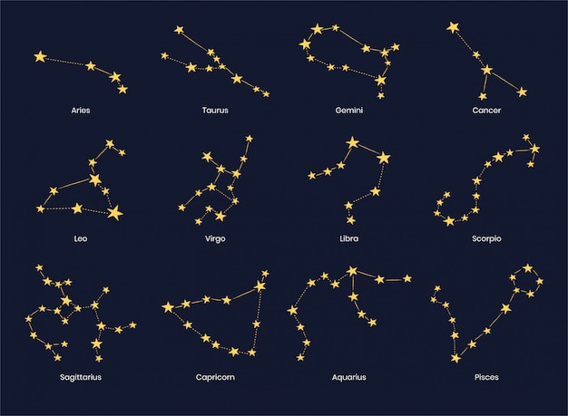 Conjunto De 12 Constelaciones De Signos Del Zodiaco Vector Premium 1978