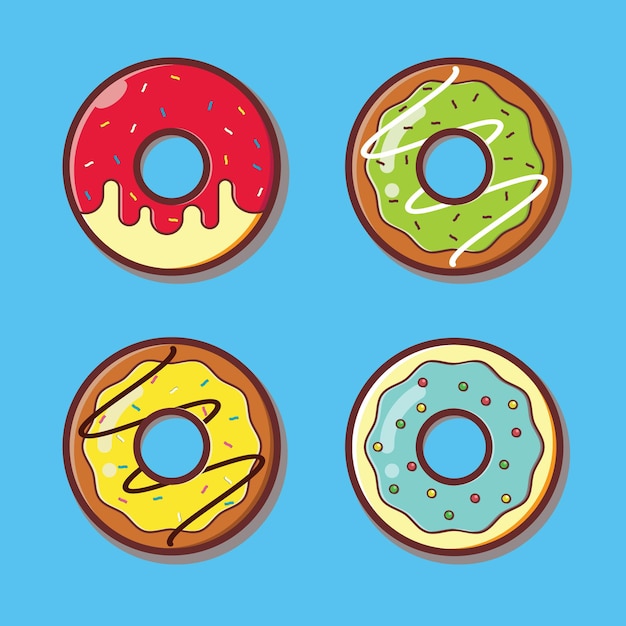 Conjunto De Ilustraci N Donut Vector Premium