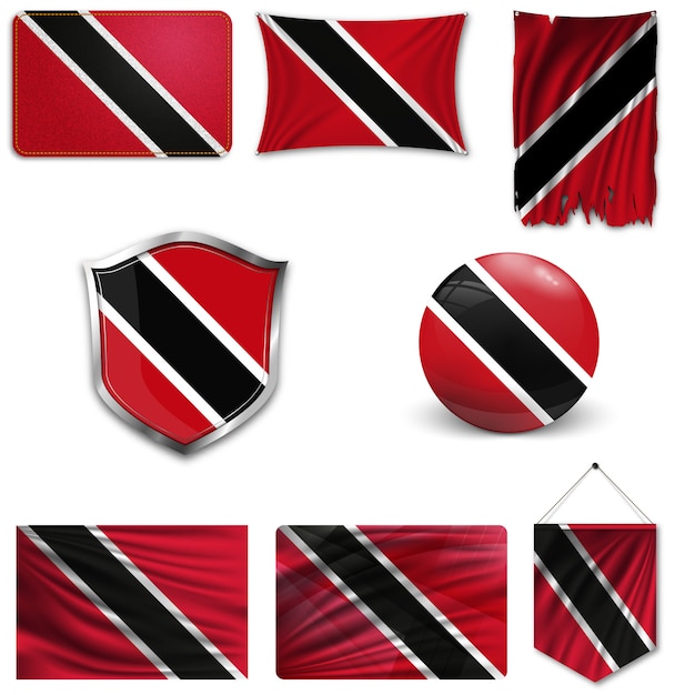 Conjunto De La Bandera Nacional De Trinidad Y Tobago Vector Premium 0623