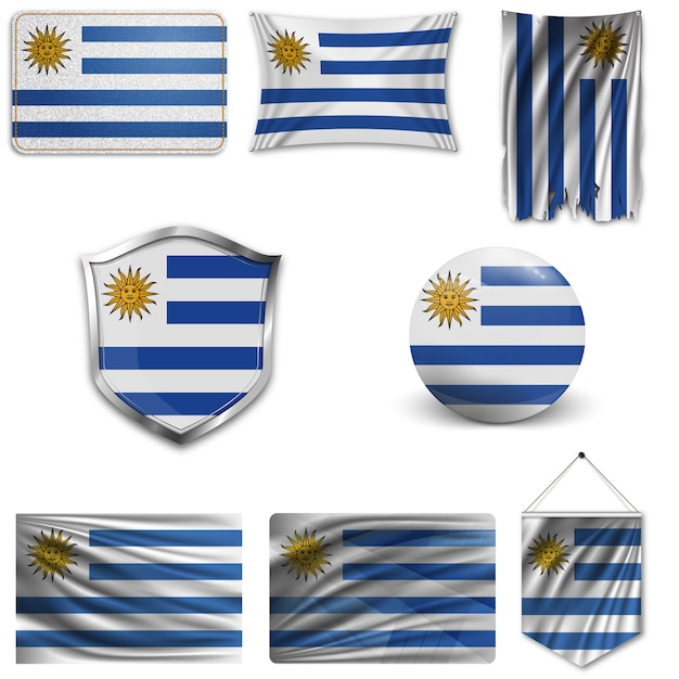 Conjunto De La Bandera Nacional De Uruguay Vector Premium