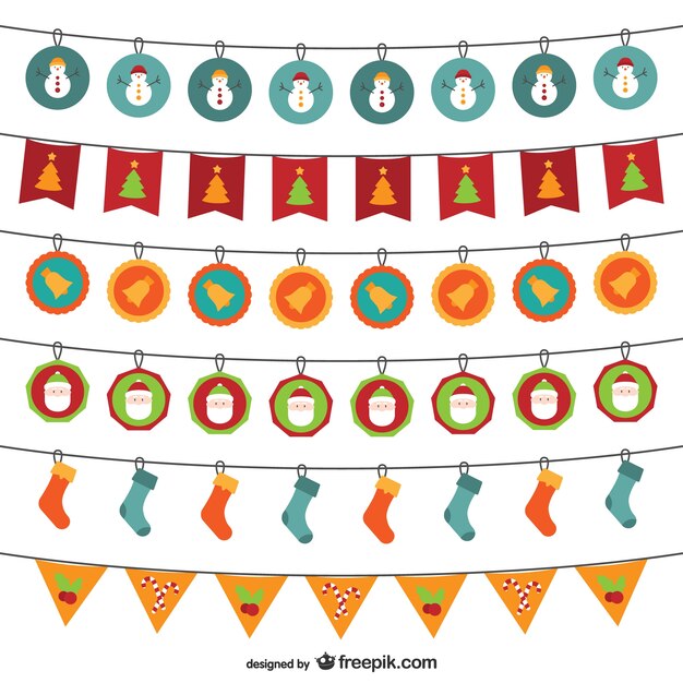 Conjunto De Banderines De Navidad Vector Gratis