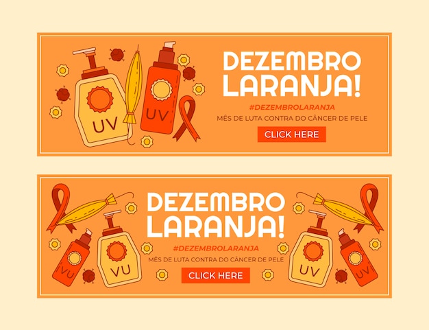 Conjunto De Banners De Dezembro Laranja Dibujados A Mano Vector Gratis