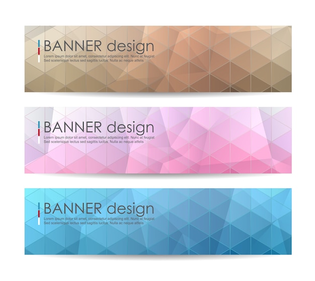 Un Conjunto De Banners Modernos Con Fondo Poligonal Vector Premium