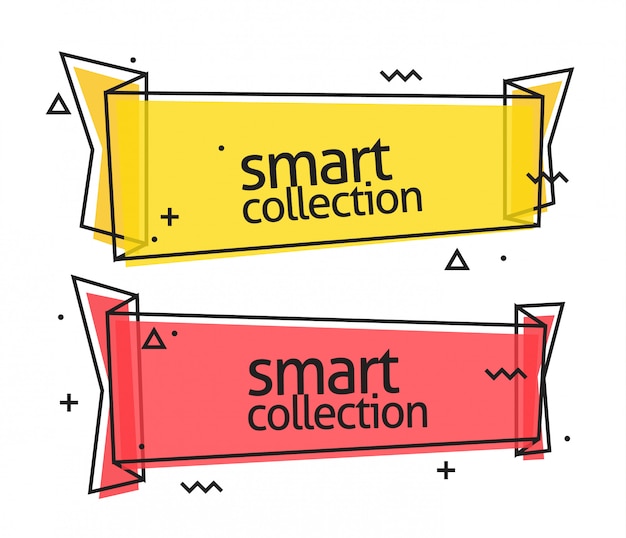 Conjunto de banners vector geométricas planas de moda Vector Premium